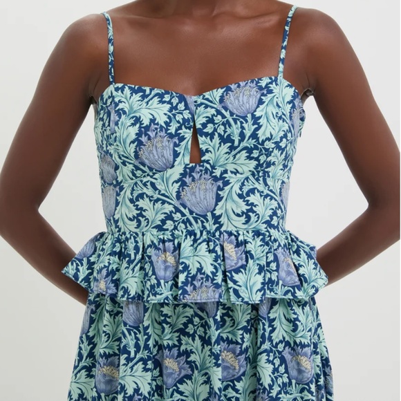 Tuckernuck HYACINTH HOUSE Blue Leafy Floral Maeve Midi Dress - Picture 2 of 9